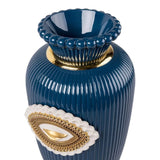 LLADRÓ PORCELAIN VASE "LOVER'S EYES" BLUE WHITE AND GOLD 