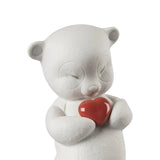 LLADRÓ PORCELAIN SCULPTURE "ROBY – BRAVE BEAR" WITH RED HEART 