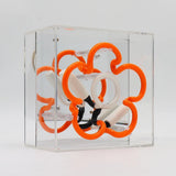 Neon luminoso in vetro "Daisy" arancione con box acrilico