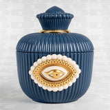 Porcelain jewellery box "Lover's Eyes" white, blue and gold LLADRÓ