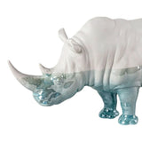 Porcelain sculpture "Rhinoceros – Underwater" white and blue LLADRÓ