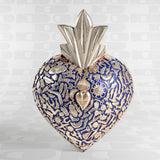 Maxi Cuore Sacro Ex Voto blu con Milagros