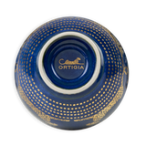 Ciotola Ortigia Spotty blu grande in ceramica con serigrafia oro