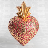 Maxi Cuore Sacro Ex Voto rosa con Milagros