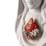 Porcelain sculpture "Immaculate Heart of Mary" white and gold LLADRÓ