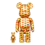 MEDICOM TOY - 400% & 100% BEARBRICK SET - AMPLIFIER GOLD HEART BY HIDE