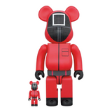 MEDICOM TOY - 400% & 100& BEARBRICK SET - SQUID GAME (SQUARE GUARD)
