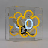 Neon luminoso in vetro "Daisy" giallo con box acrilico