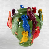 Vaso Werns pappagalli verde multicolore dipinto a uomo