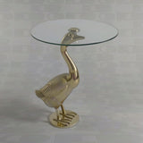 Tavolino Ducky Werns in metallo oro con piano in vetro