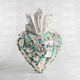 Mini Cuore Sacro Ex Voto turchese con Milagros