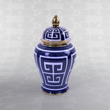 Vaso con coperchio porcellana Werns blu e bianco