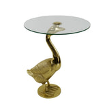 Tavolino Ducky Werns in metallo oro con piano in vetro