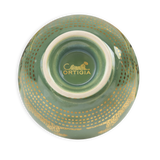 Ciotola Ortigia Spotty verde piccola in ceramica con serigrafia oro