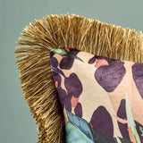 Cuscino Werns Toucan e Monstera con frange in poliestere multicolore