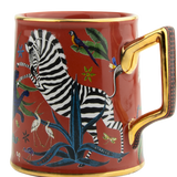 Tazza Ortigia in ceramica rossa decorata a mano con serigrafia oro