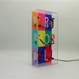 Neon luminoso in vetro "Art for all" con box acrilico