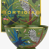Ciotola Ortigia in ceramica verde decorata a mano con serigrafia oro
