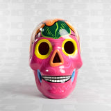 Teschio decorativo in ceramica Ibiscus rosa