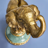 Candelabro Werns Elefante in poliresina e metallo oro dipinto a mano