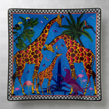 Piatto in vetro Ortigia Giraffe blu 25 x 25 cm