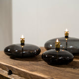 Lampada ad Olio Disc in Vetro Fumé e Ottone S - Pier Living