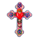 PINK PAMPAS - CROCE FOLK IN LEGNO CON CUORE 3D