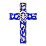 PINK PAMPAS - CROCE IN LEGNO CON MILAGROS - BLU