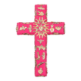 PINK PAMPAS - CROCE IN LEGNO CON MILAGROS - PINK