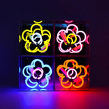 Neon luminoso in vetro "Daisy" giallo con box acrilico