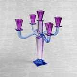 Portacandele Werns Fancy Crystal in vetro viola 5 fiamme decorativo