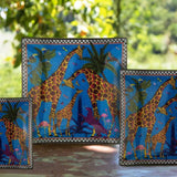 Piatto in vetro Ortigia Giraffe blu 18 x 18 cm