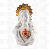 Porcelain sculpture "Sacred Heart of Jesus" white and gold LLADRÓ