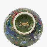 Ciotola Ortigia in ceramica verde decorata a mano con serigrafia oro