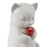 Porcelain sculpture "Whiskers – Playful Kitten" with red heart LLADRÓ