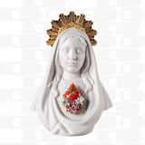Scultura in porcellana "Cuore Immacolato di Maria" bianco e oro LLADRÓ