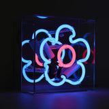 Neon luminoso in vetro "Daisy" blu con box acrilico