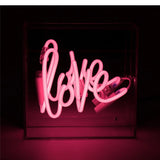 Mini neon luminoso in vetro “Love” rosa con box acrilico