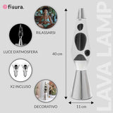 Lava lamp “Bullet” Fisura nera con base argentata