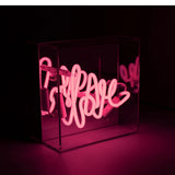 Mini neon luminoso in vetro “Love” rosa con box acrilico