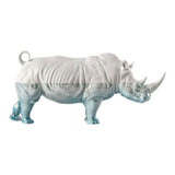 Porcelain sculpture "Rhinoceros – Underwater" white and blue LLADRÓ