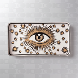 Vassoio in Ferro Dipinto a Mano – All-Seeing Eye, bianco
