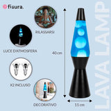 Lava lamp “Bullet” Fisura blu e nera in metallo e vetro